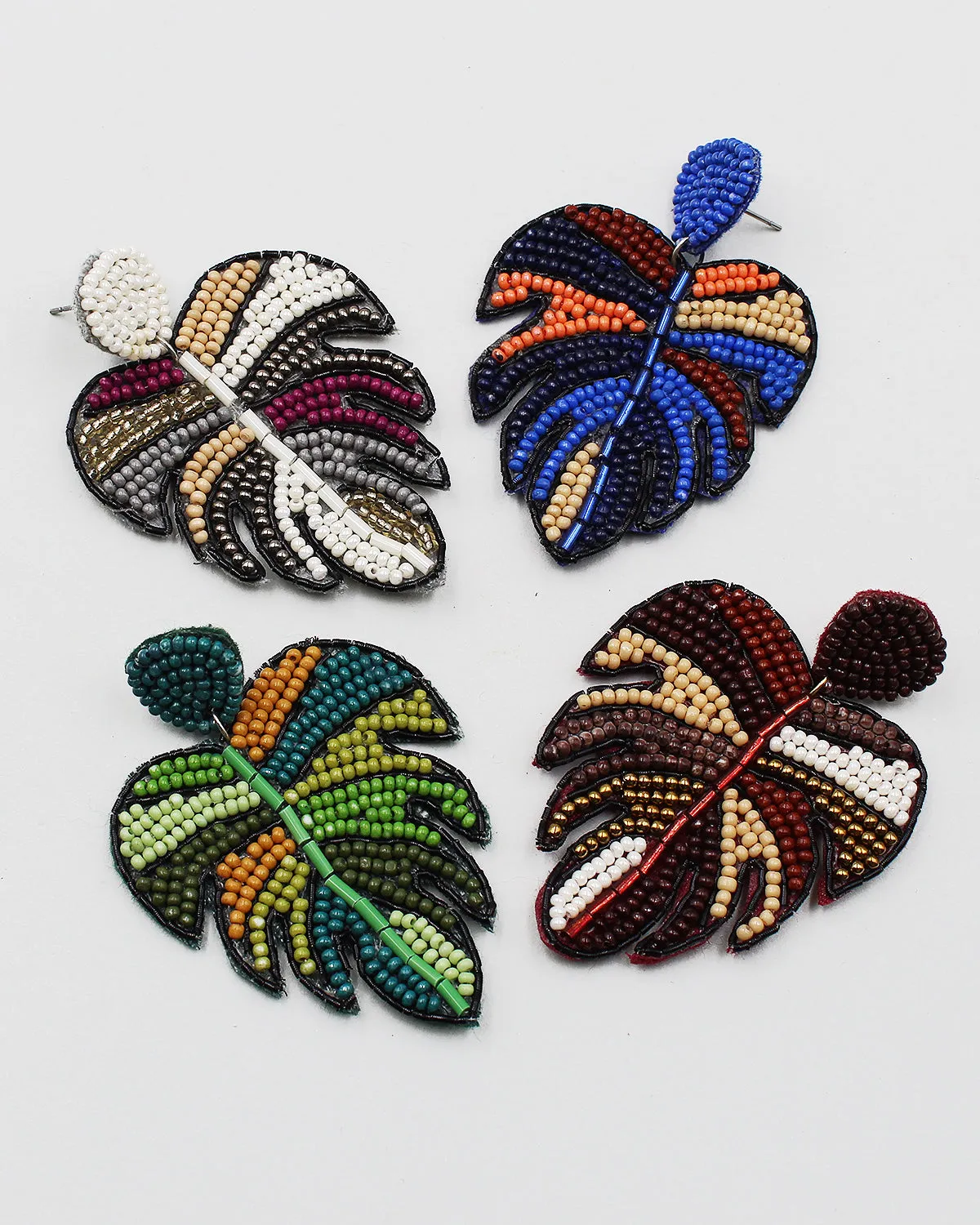 Beaded Leaf Earrings