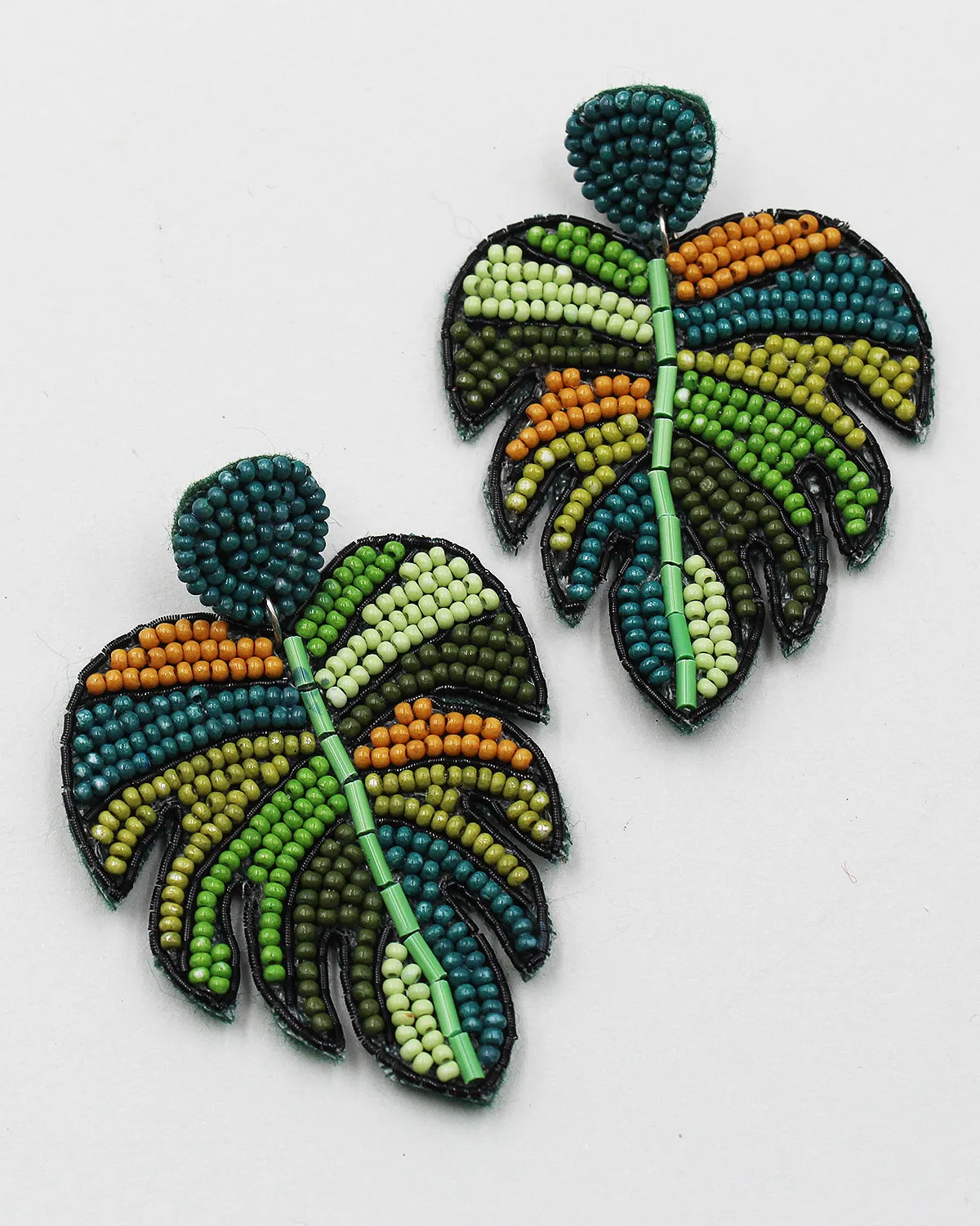 Beaded Leaf Earrings