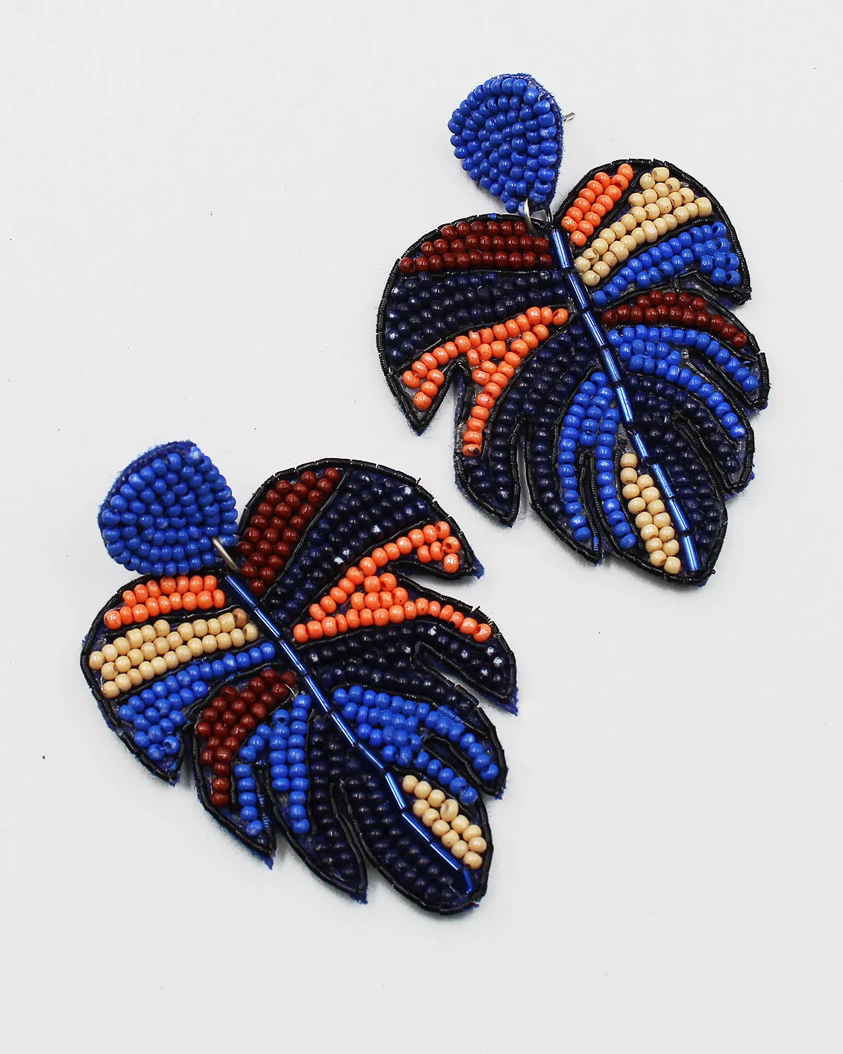 Beaded Leaf Earrings