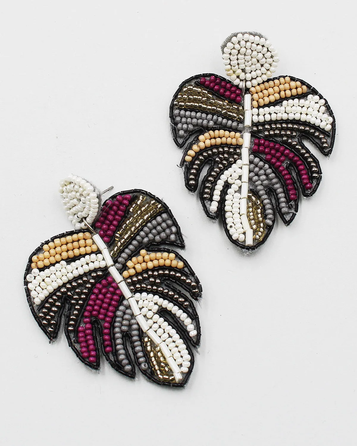 Beaded Leaf Earrings