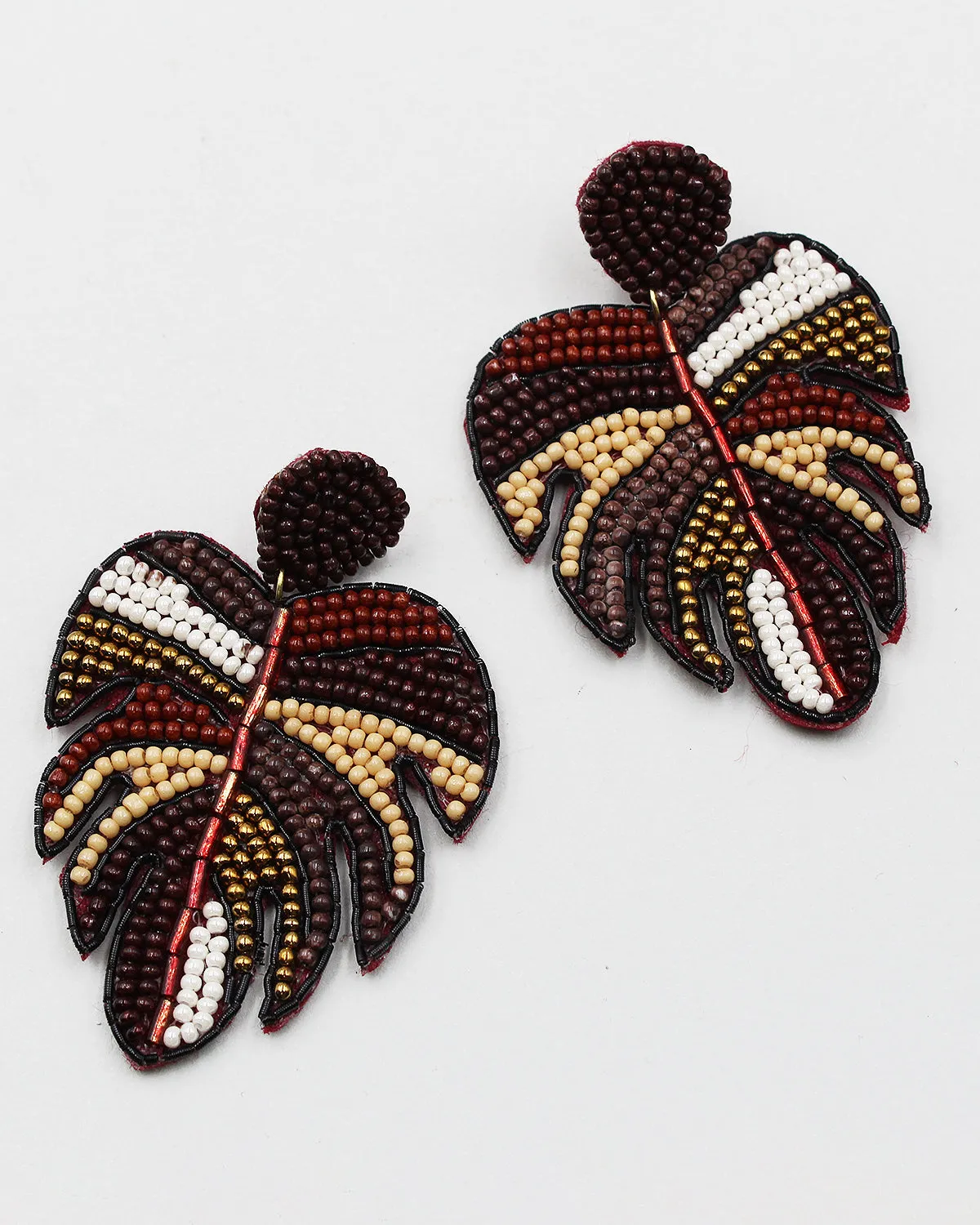 Beaded Leaf Earrings