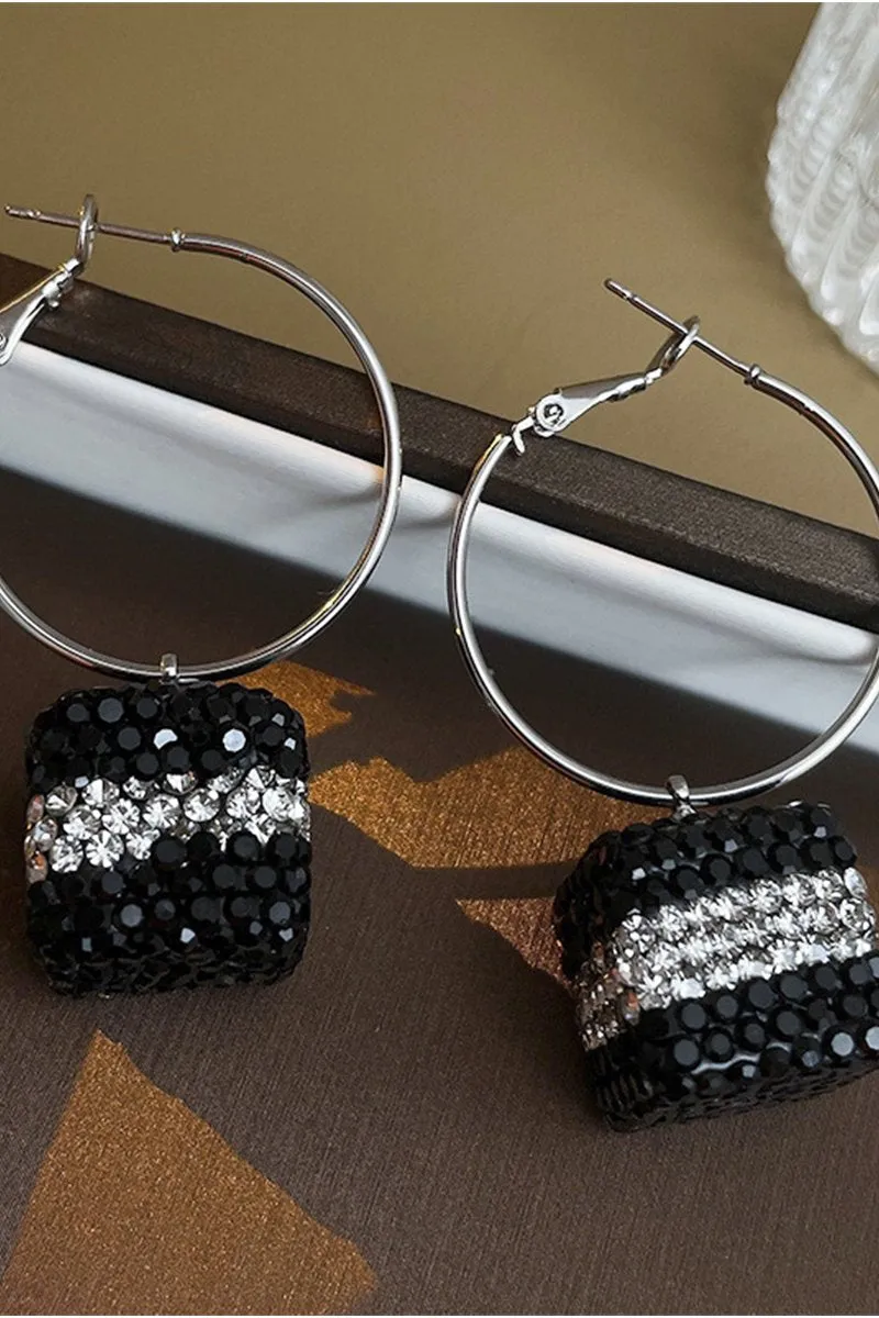 BEADS DECKED BOX DANGLE EARRINGS