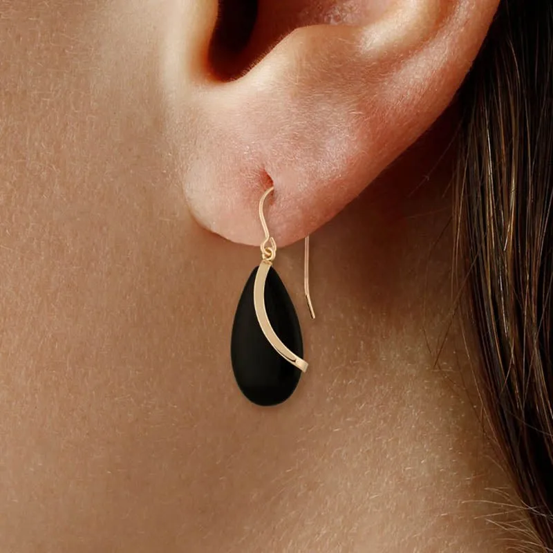 Ben Garelick Black Onyx Almond Drop Swirl Dangle Earrings