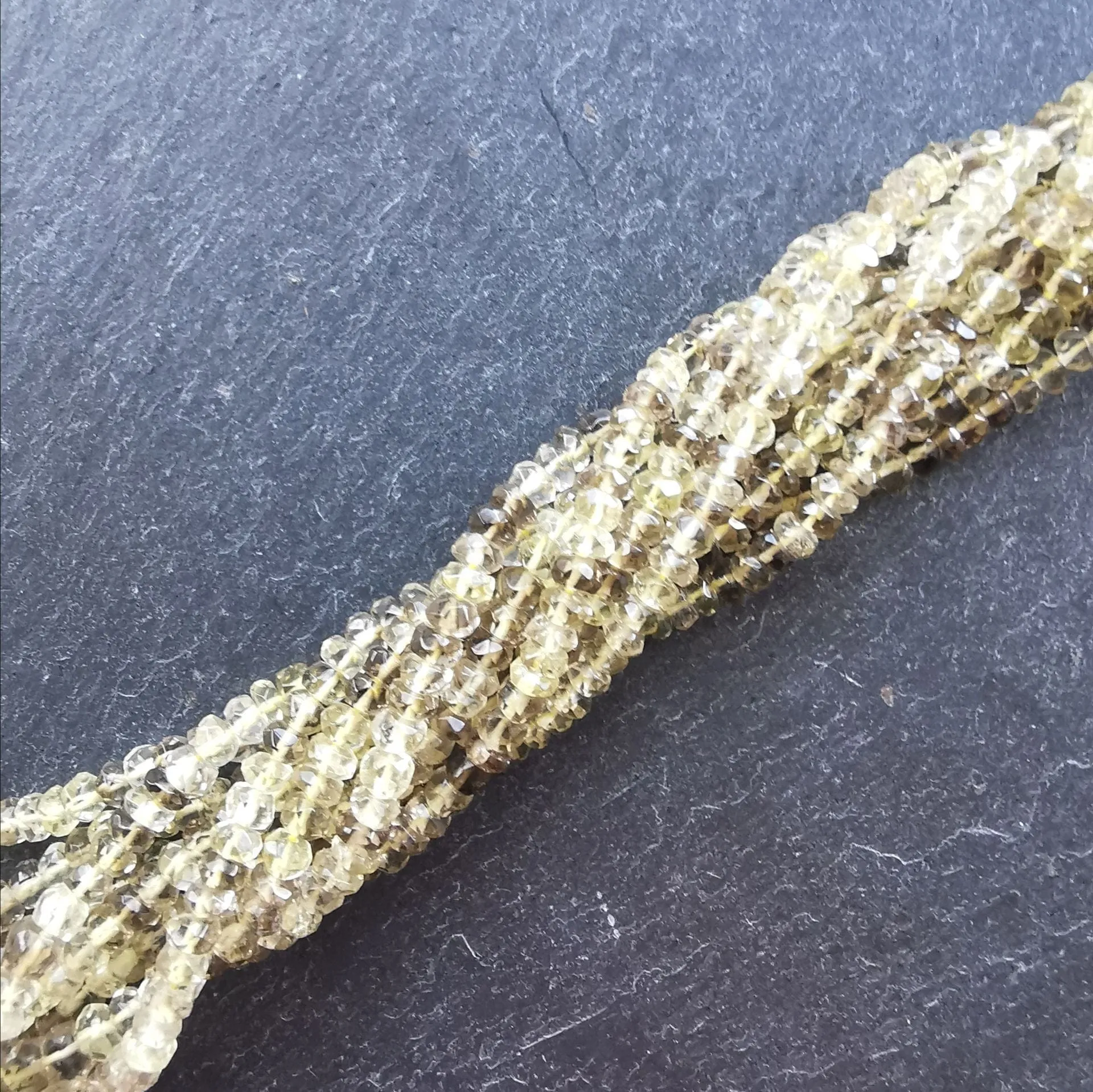 Bi Lemon 4mm Faceted Rondelle Beads 15" Strand