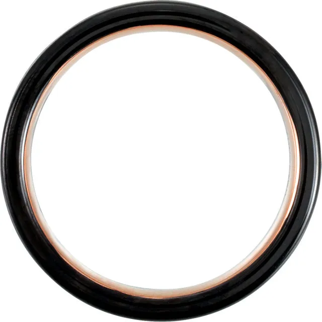 Black & 18K Rose Gold PVD Tungsten Band