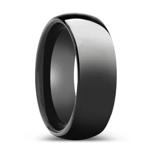 BLISSFUL | Black Ring, Black Tungsten Ring, Shiny, Domed Tungsten