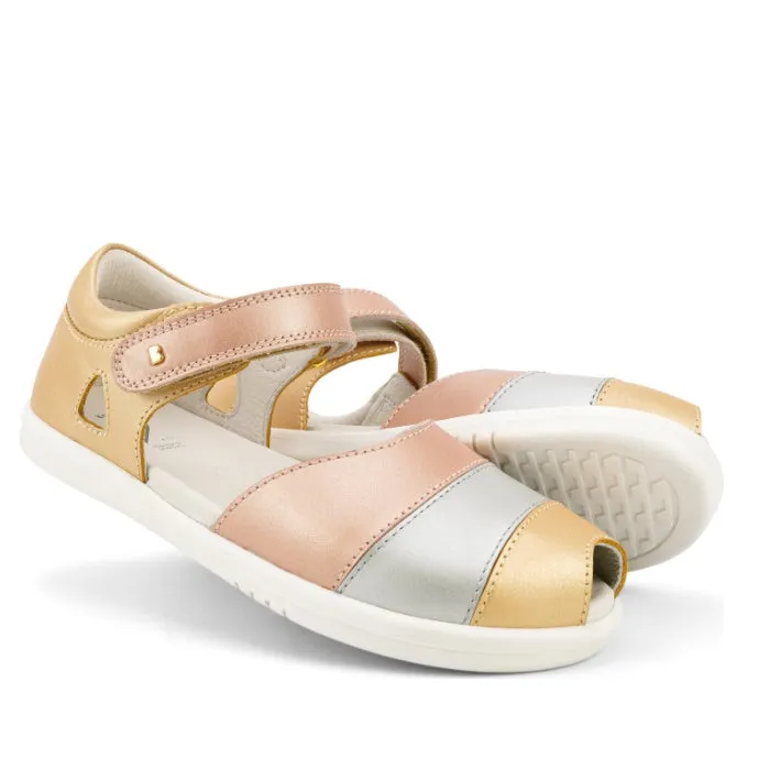 Bobux Kid   KP Twist Open Toe Sandal Pale Gold Rose