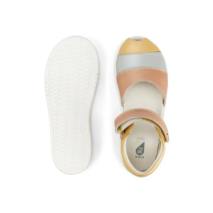 Bobux Kid   KP Twist Open Toe Sandal Pale Gold Rose