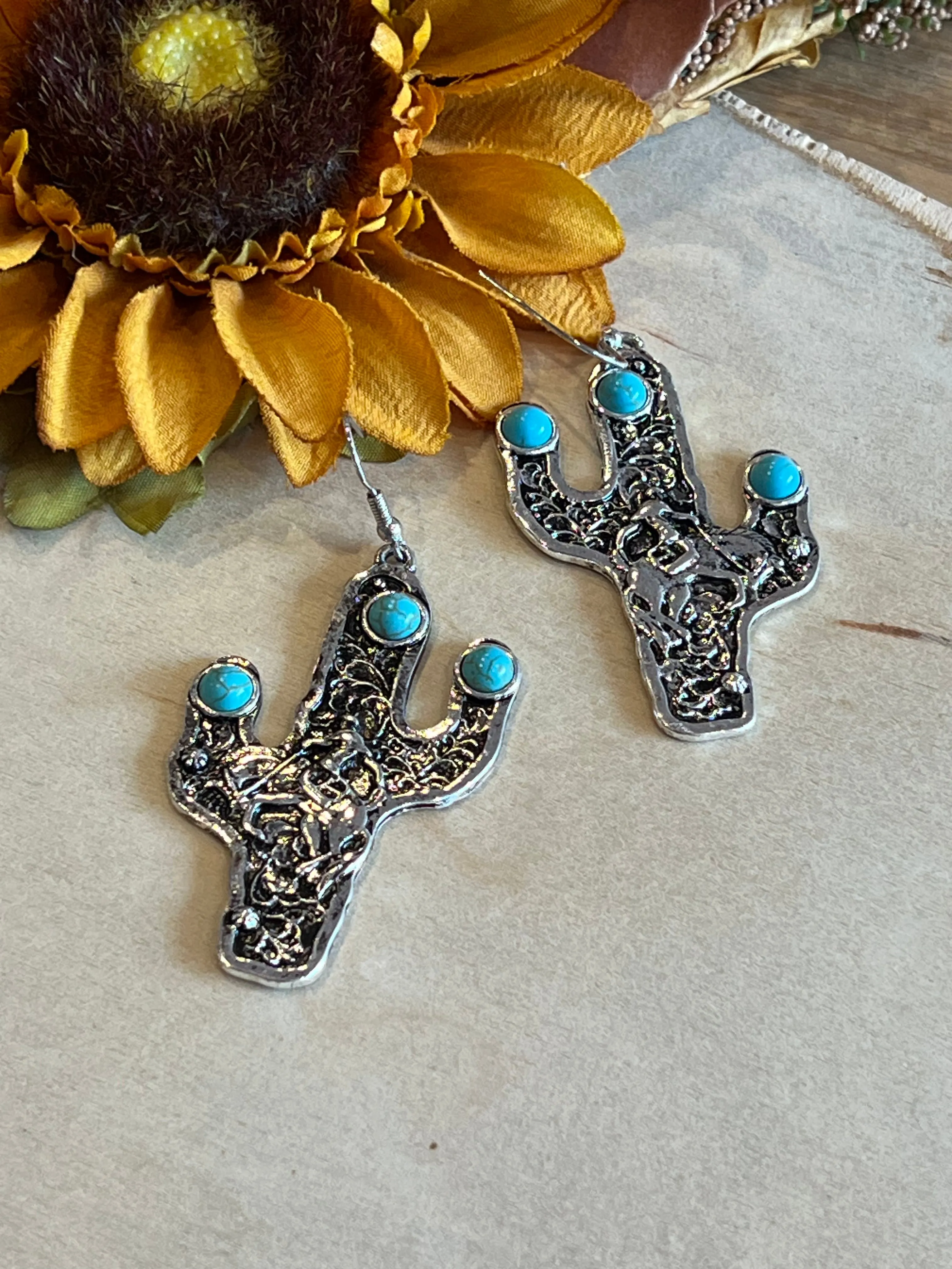 Bronc Rider Cactus Earrings