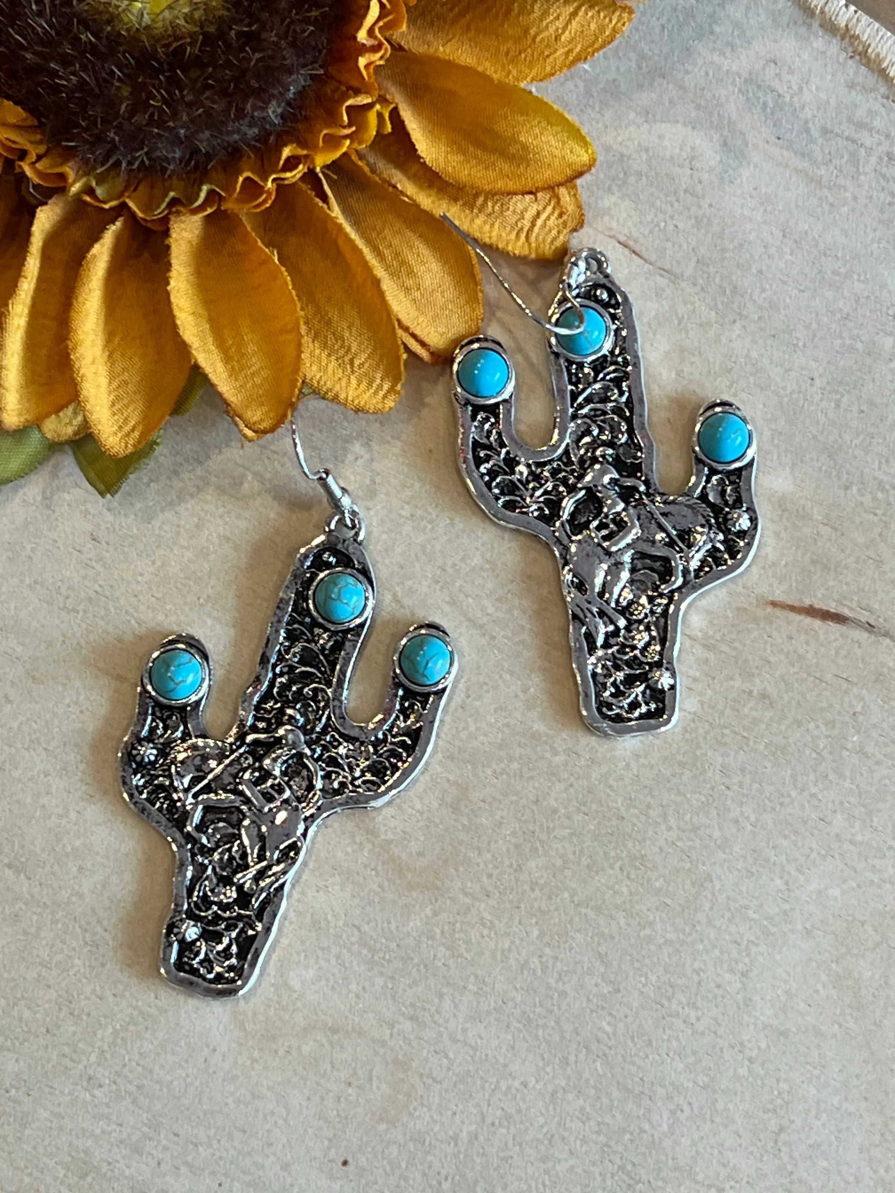 Bronc Rider Cactus Earrings