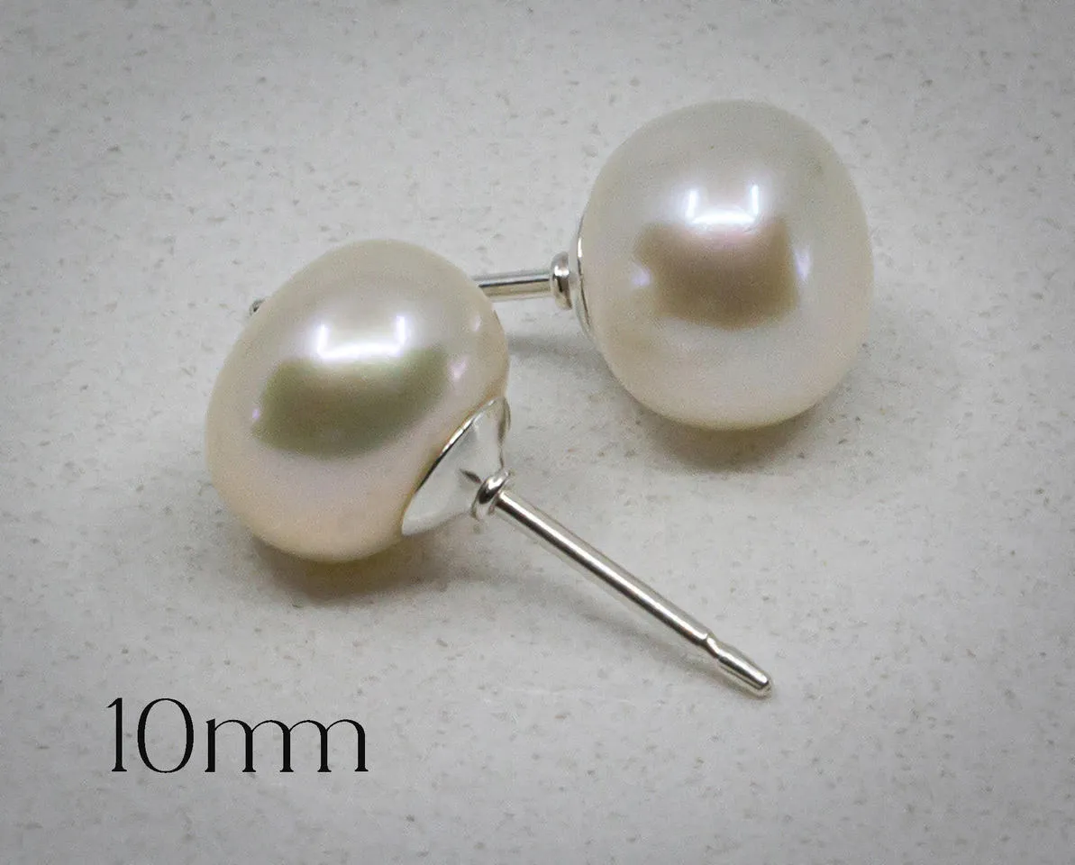 Button Pearl Stud Earrings