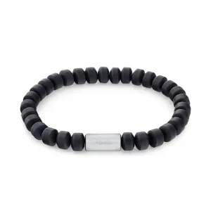 Calvin Klein Jewellery Silver Barrel Steel Black Onyx Round Bead Men's Bracelet - 35000206