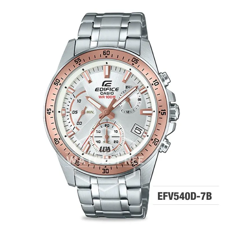 Casio Edifice Standard Chronograph Silver Stainless Steel Band Watch EFV540D-7B EFV-540D-7B