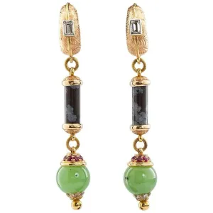 Cazzaniga Diamond Multi Gem Dangle Earrings