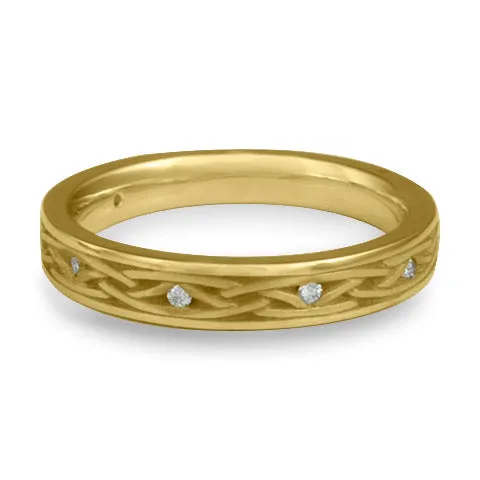 Celtic Arches Wedding Band with Diamonds in 18K Yellow Gold