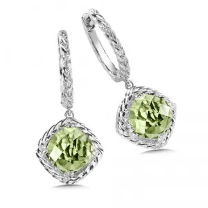 Color SG - Green Amethyst Dangle Hoop Earrings