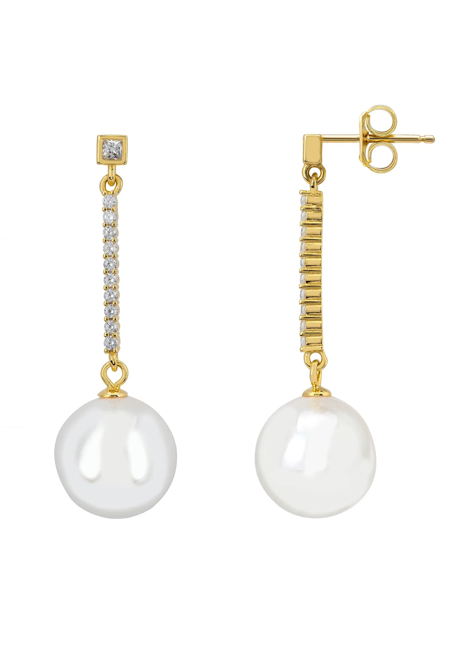 Copenhagen Pearl Drop Earrings Gold