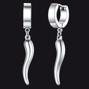 Cornicello Italian Horn Huggie Hoop Earrings for Men