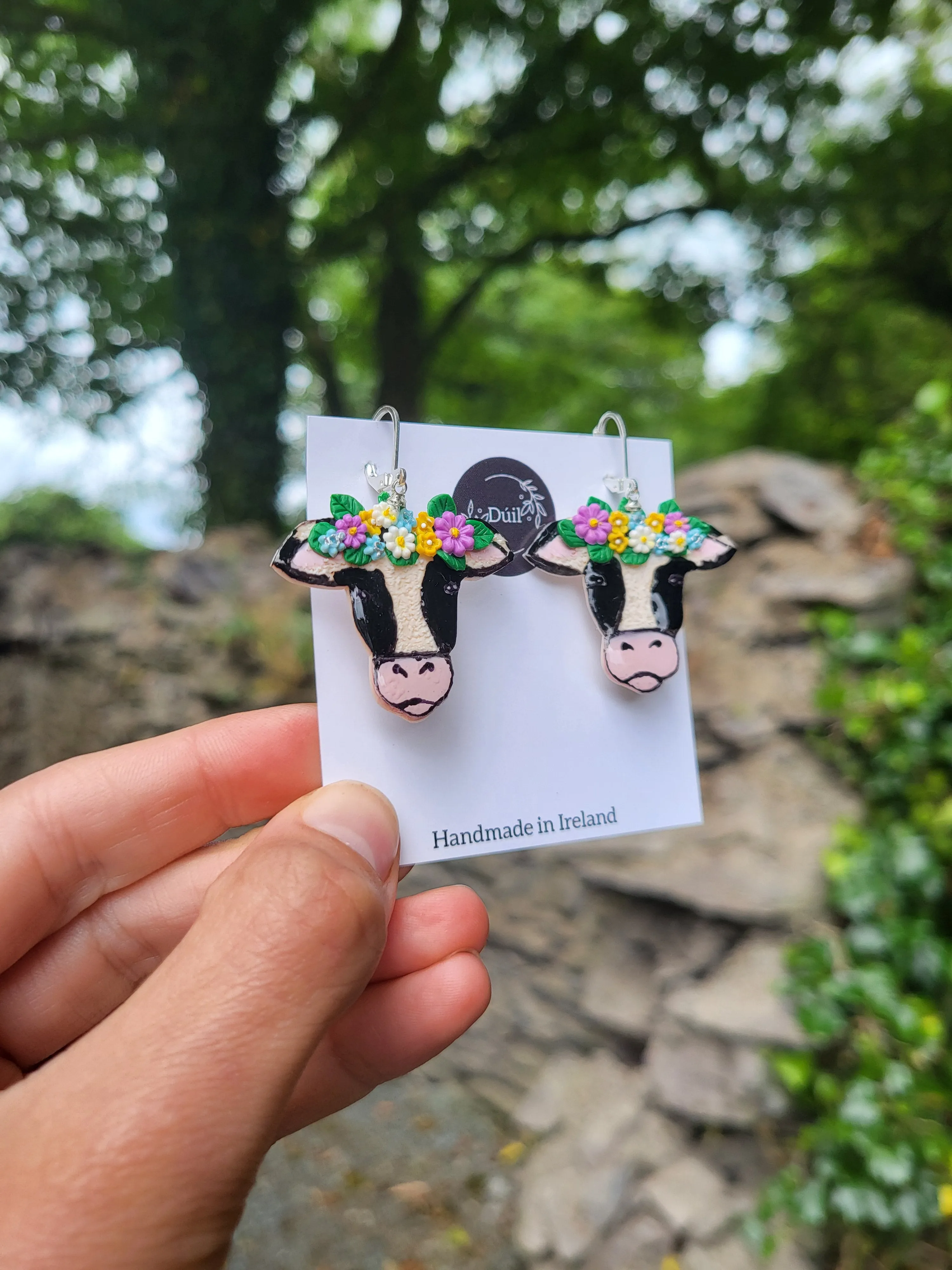 Cow Earrings with flower crowns