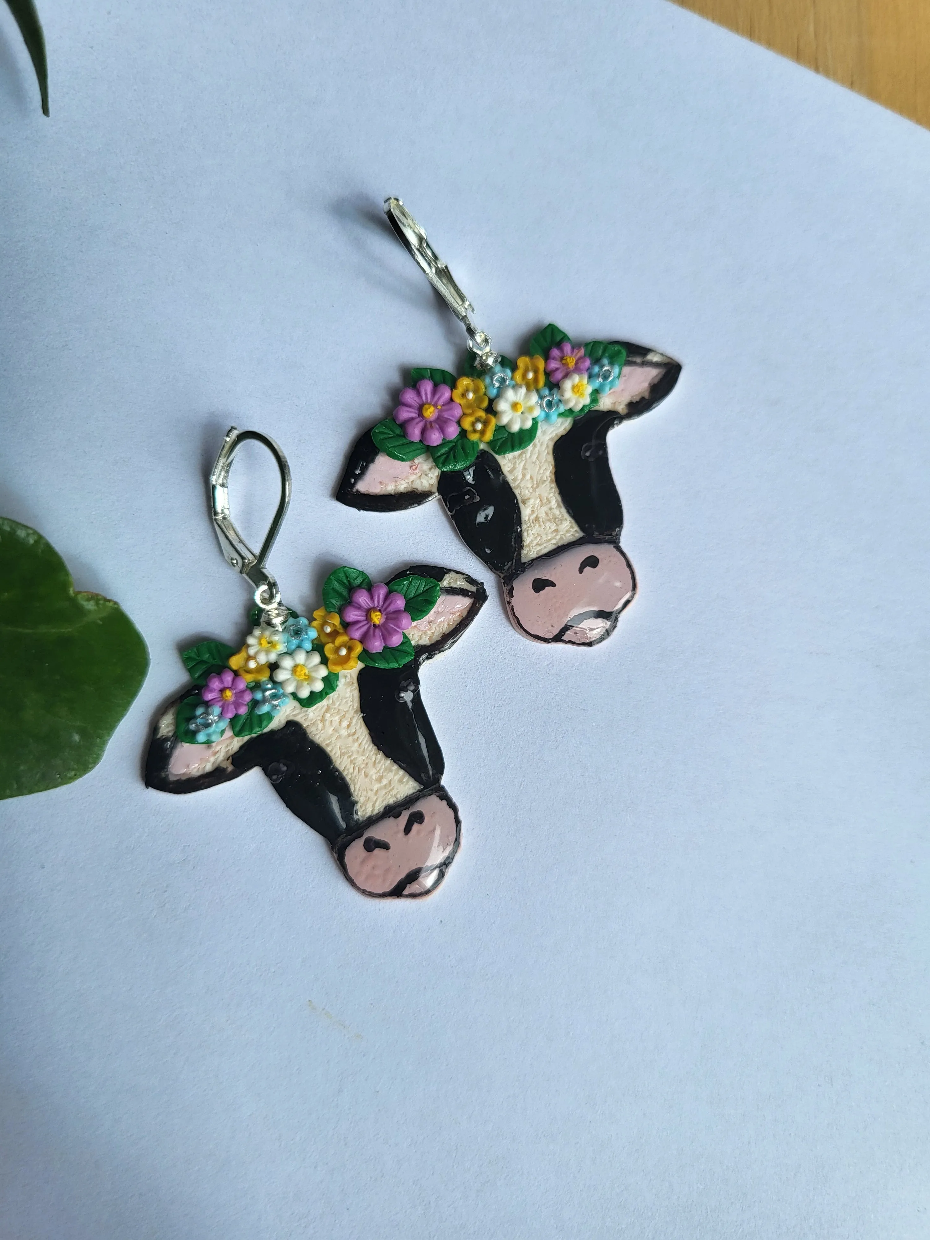 Cow Earrings with flower crowns