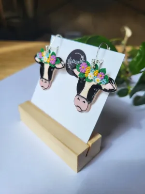 Cow Earrings with flower crowns