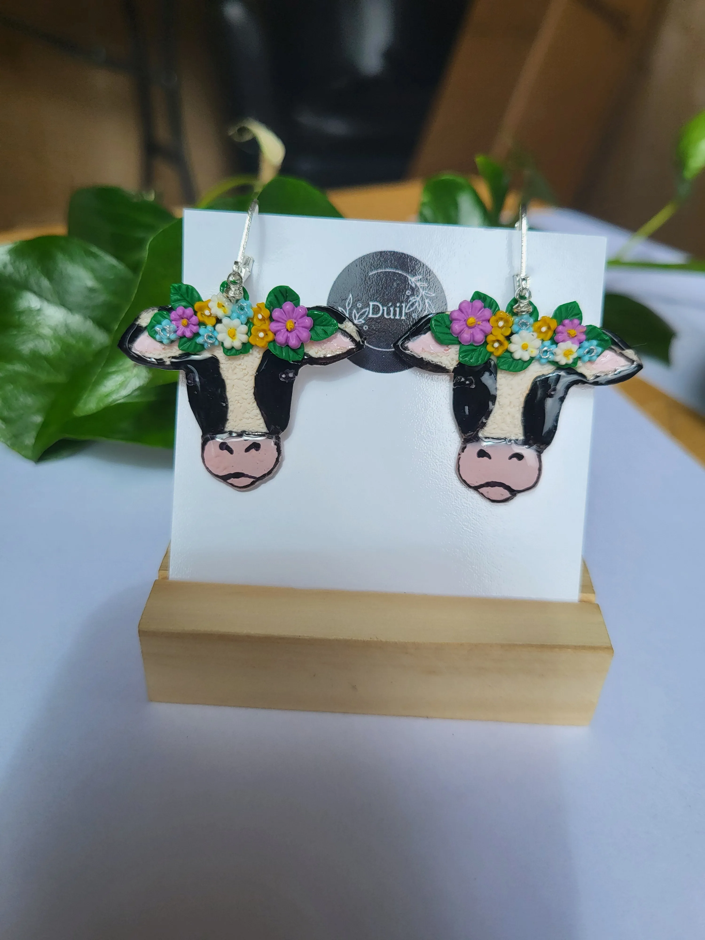 Cow Earrings with flower crowns