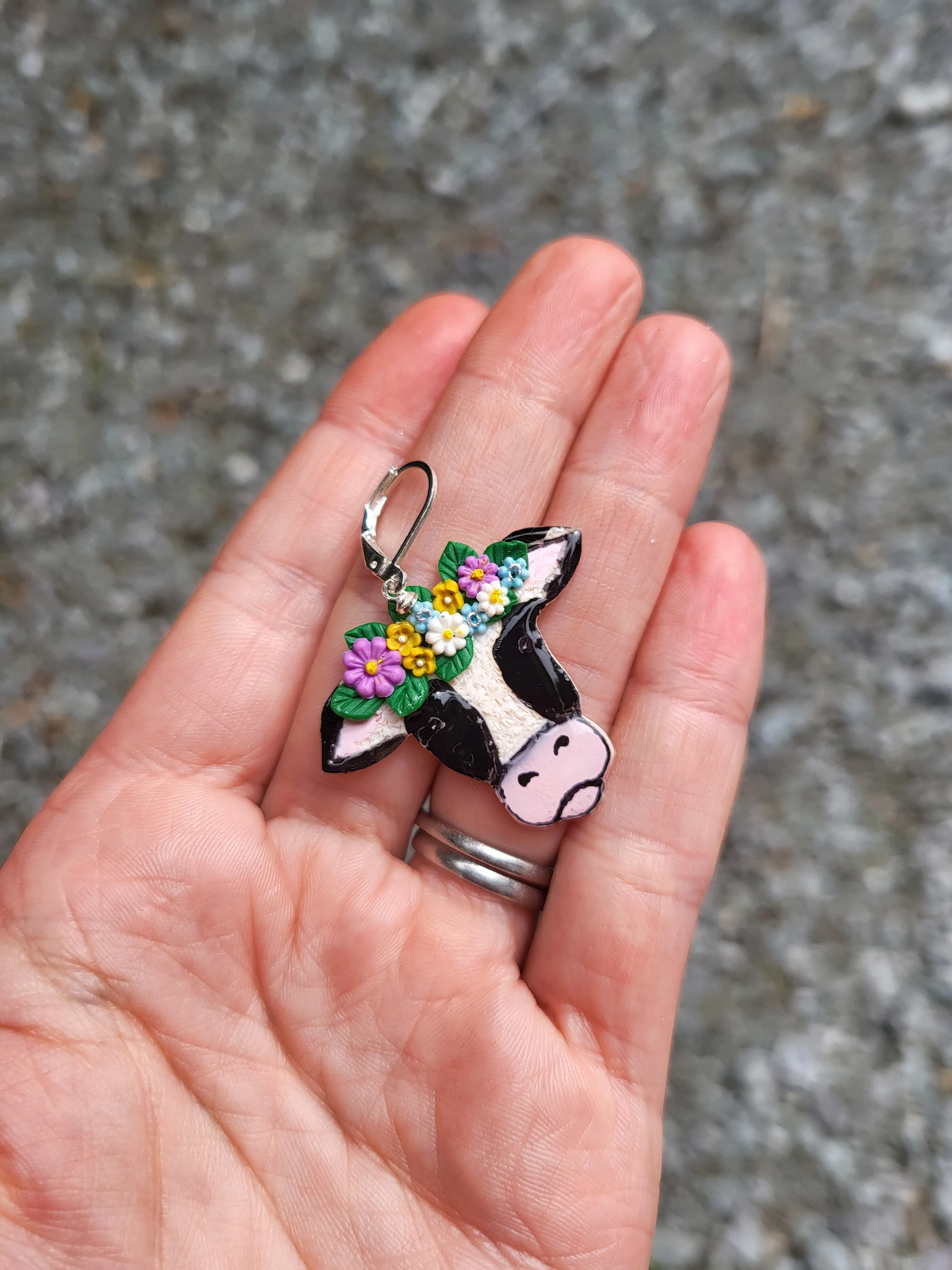 Cow Earrings with flower crowns