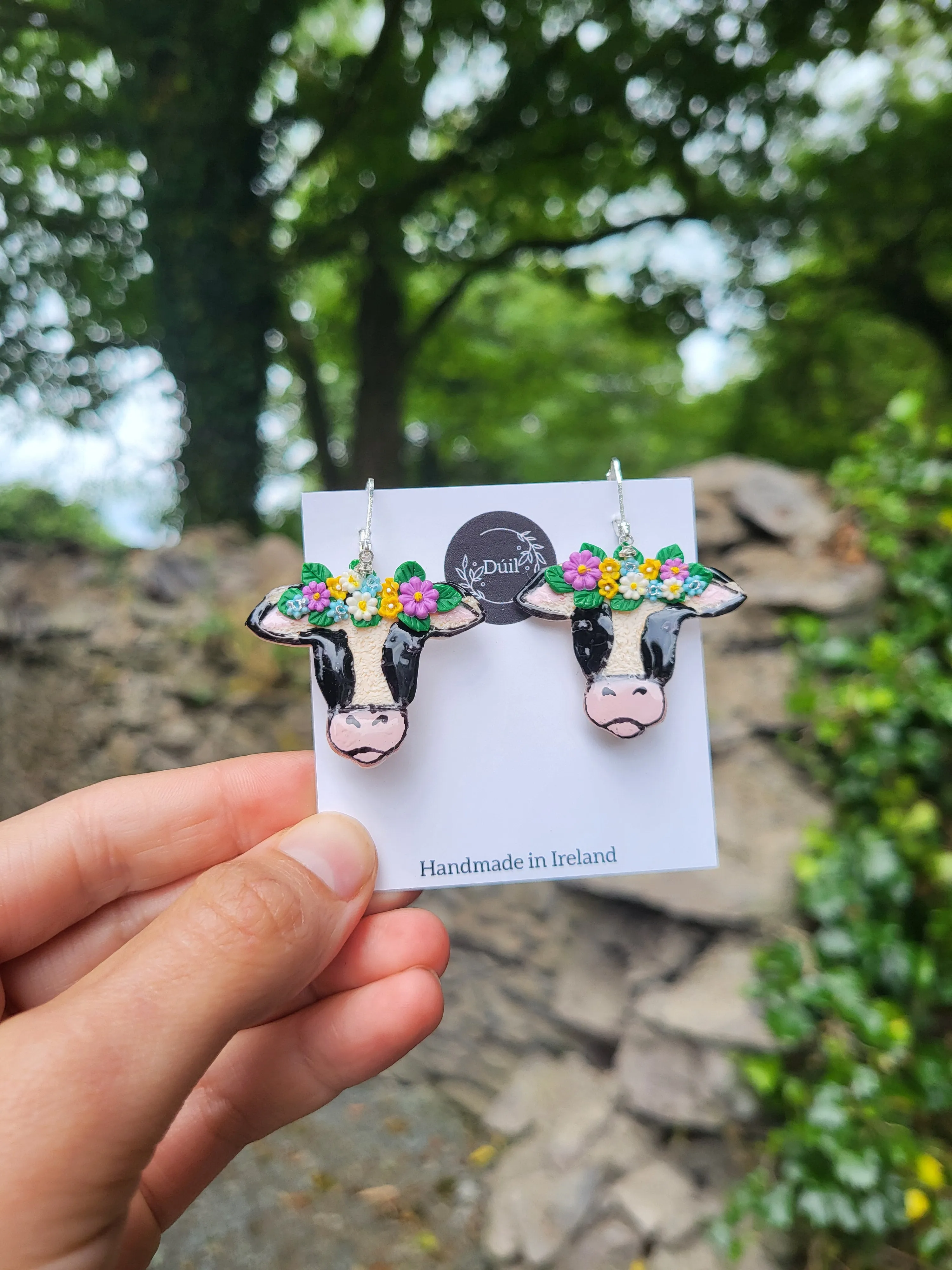 Cow Earrings with flower crowns