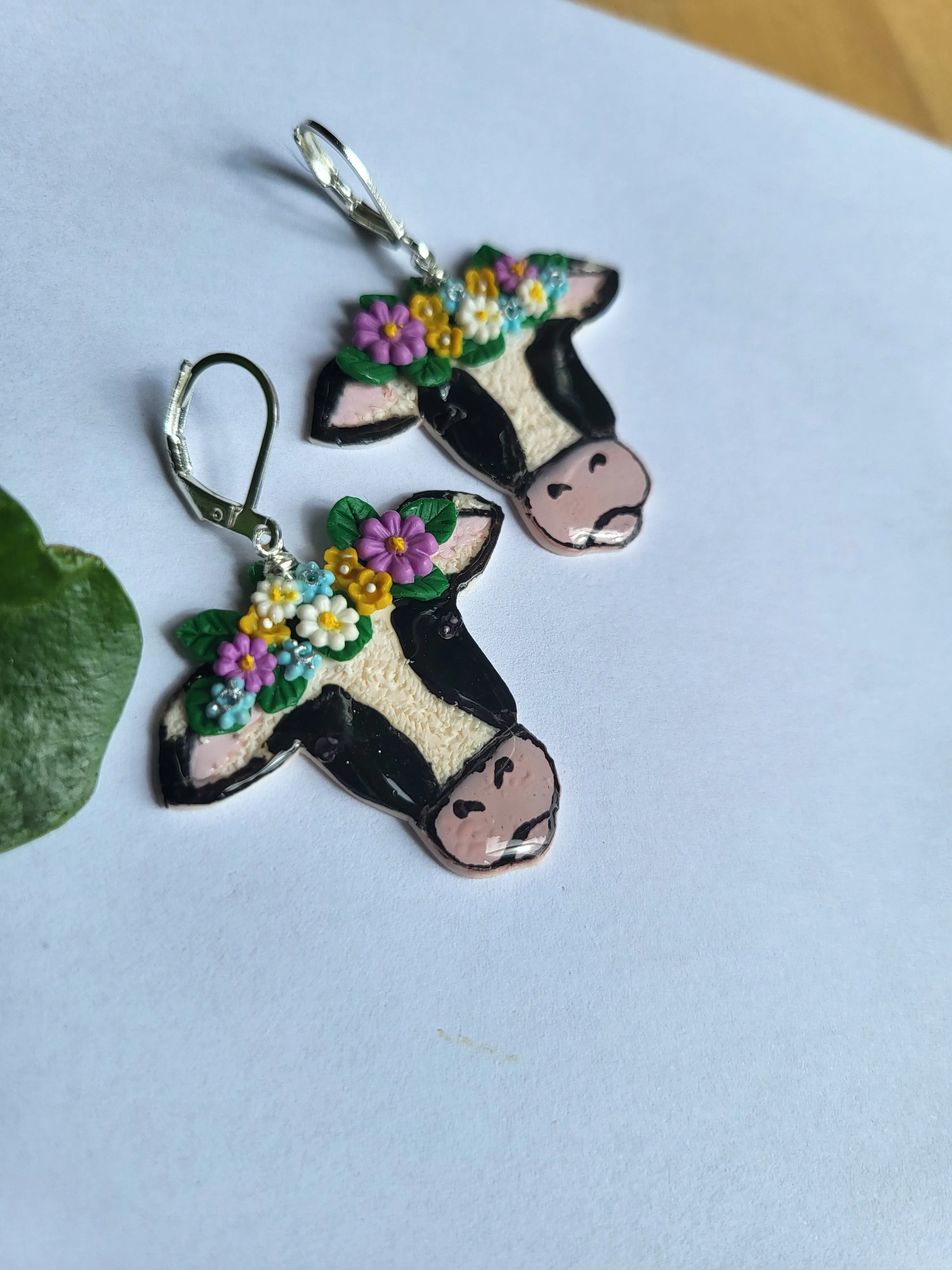 Cow Earrings with flower crowns