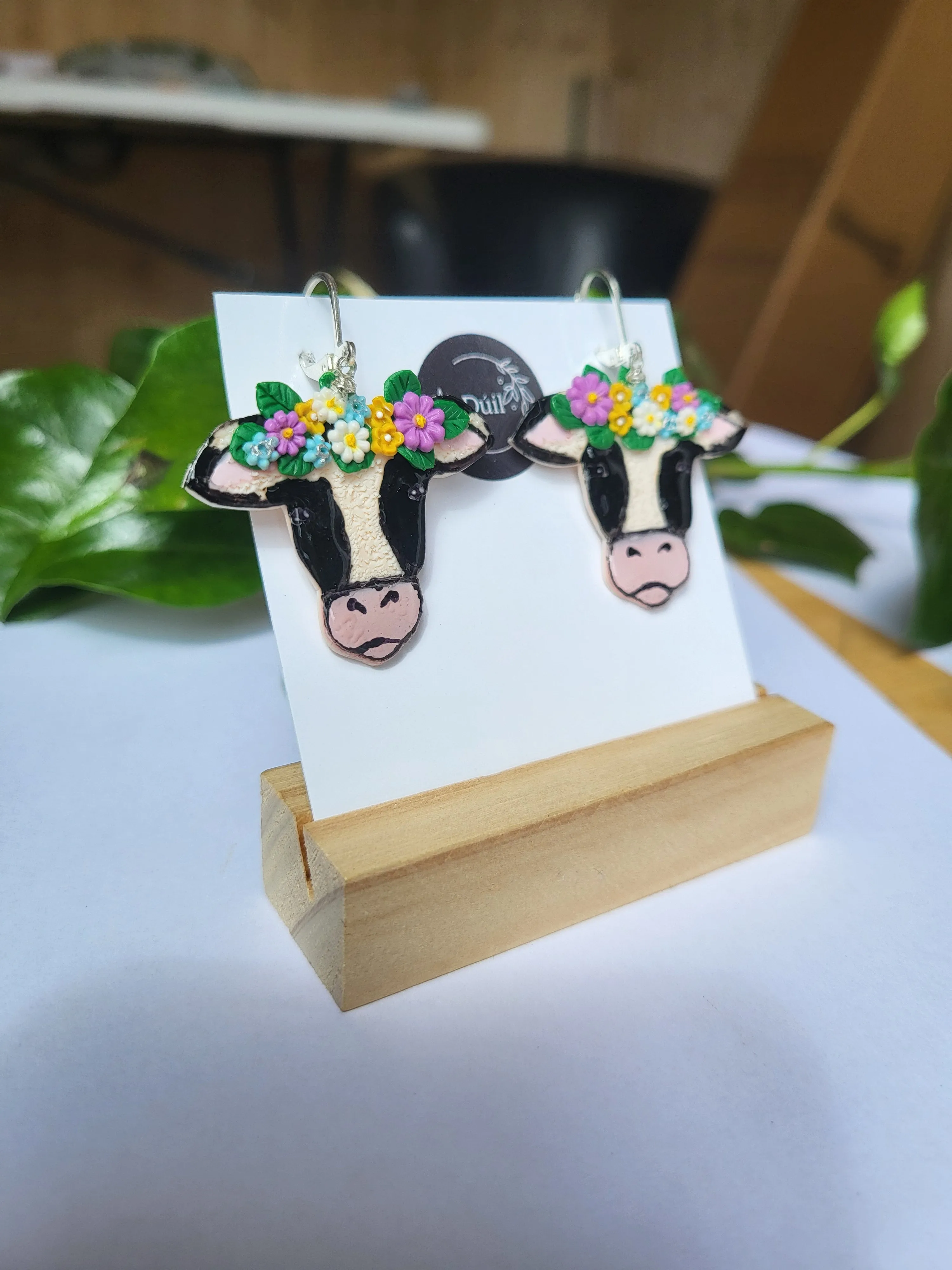 Cow Earrings with flower crowns