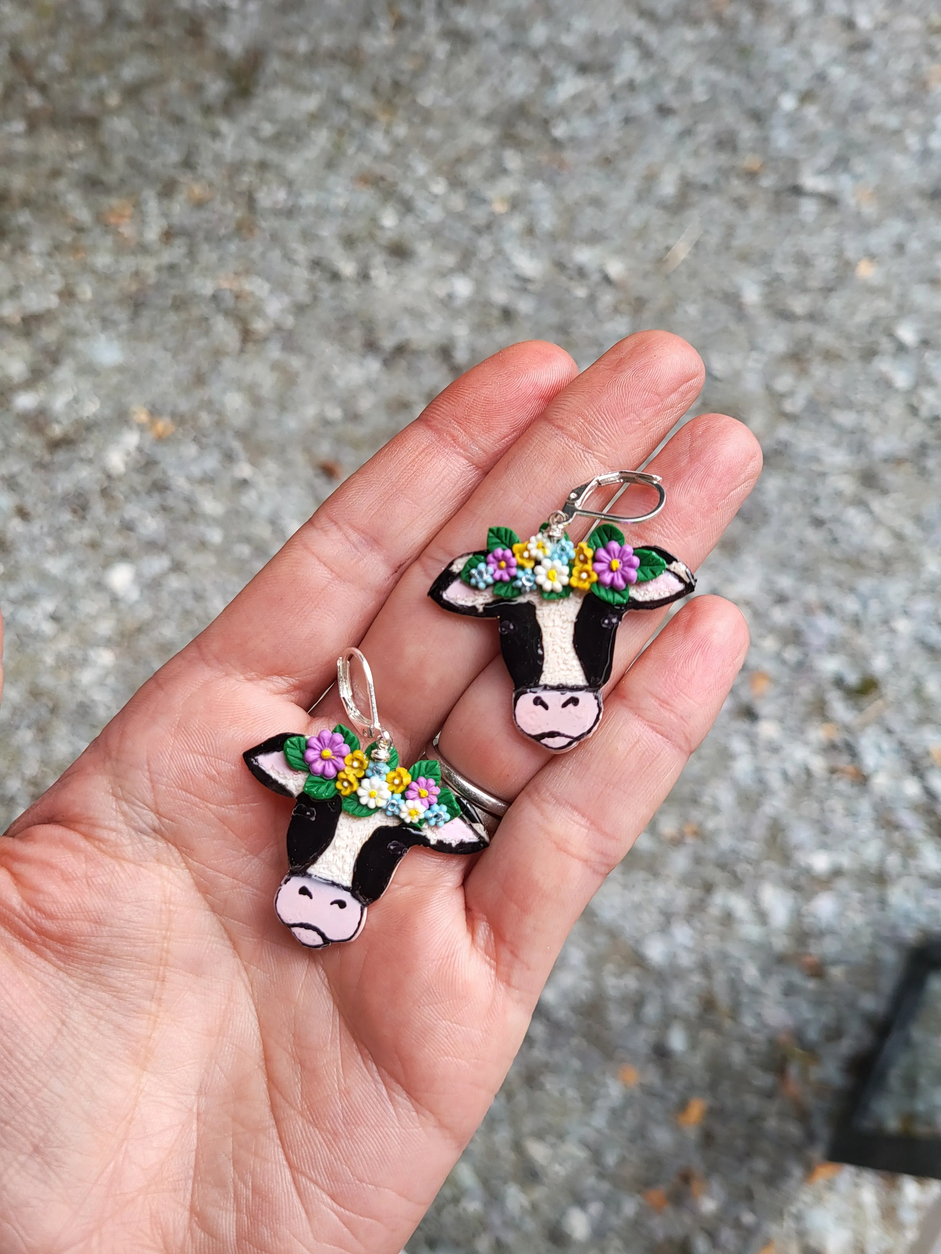 Cow Earrings with flower crowns