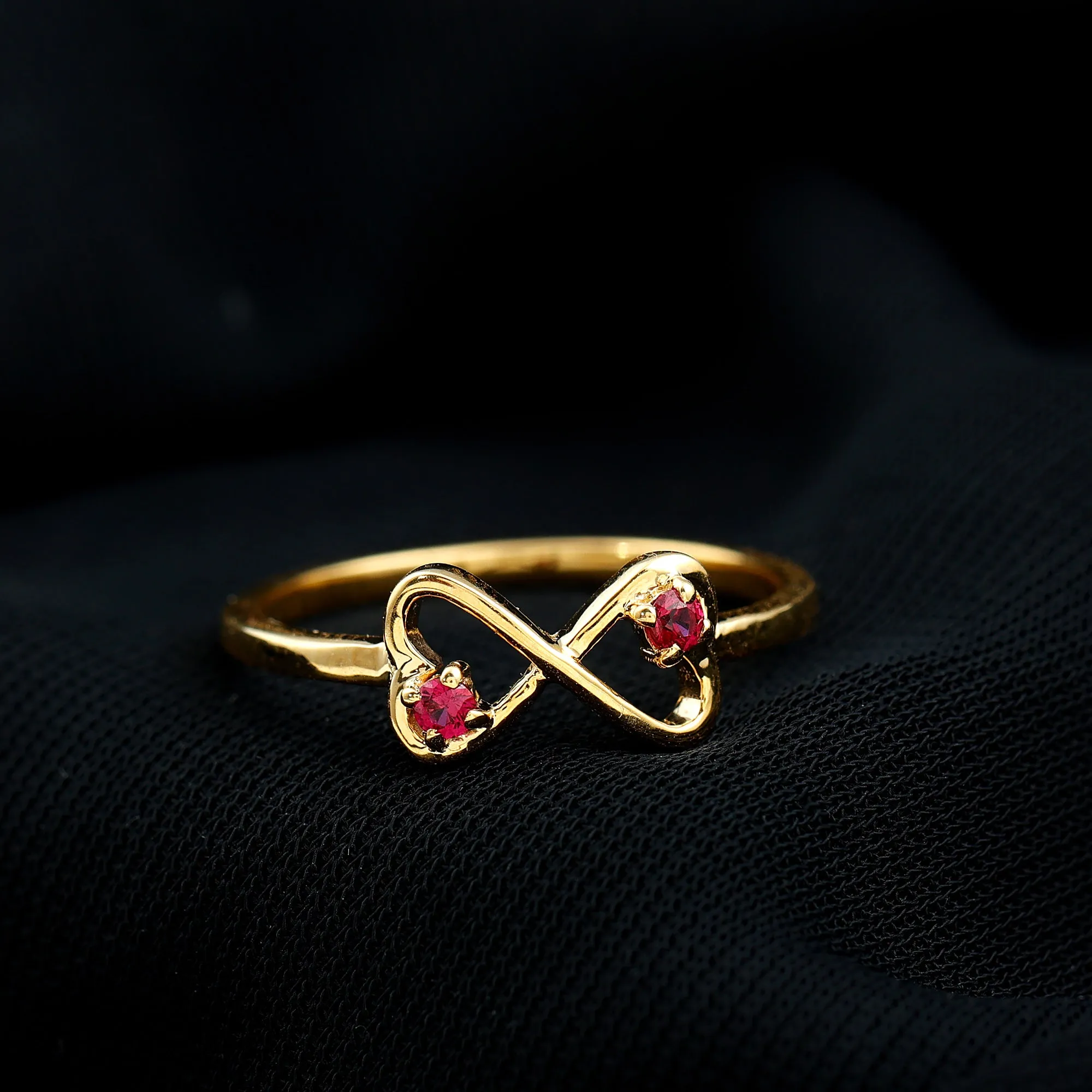 Created Ruby Infinity Heart Promise Ring