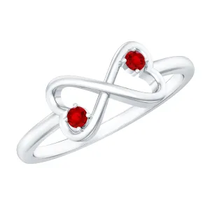 Created Ruby Infinity Heart Promise Ring