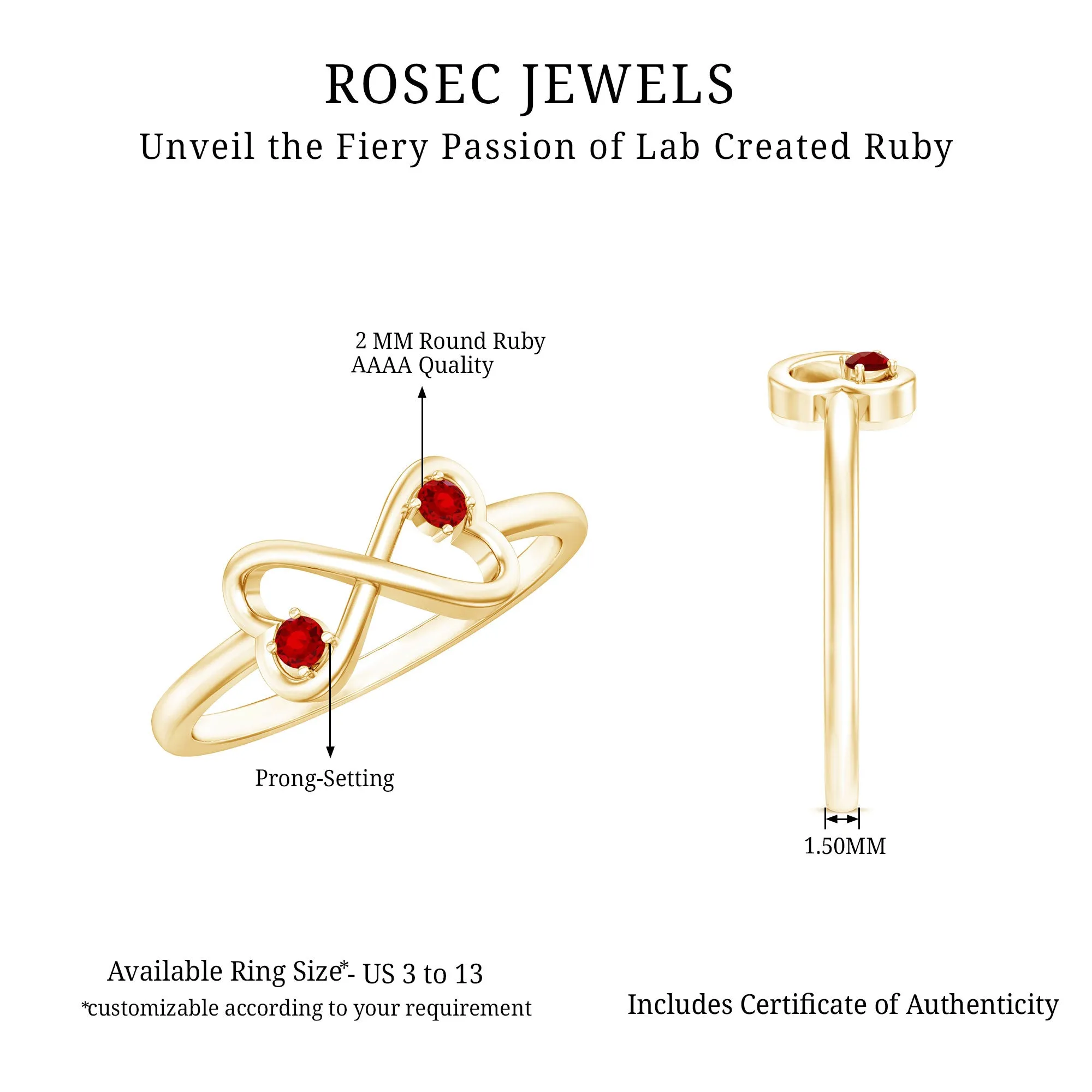 Created Ruby Infinity Heart Promise Ring