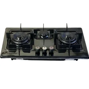 Crown CR 13 Black Steel Top 3 Burner Built In Hob