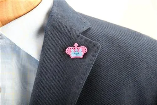 Crown Lapel Pin - Poona Pink with Bishop Blue