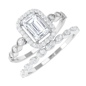 Cubic Zirconia Designer Solitaire Bridal Ring Set with Band