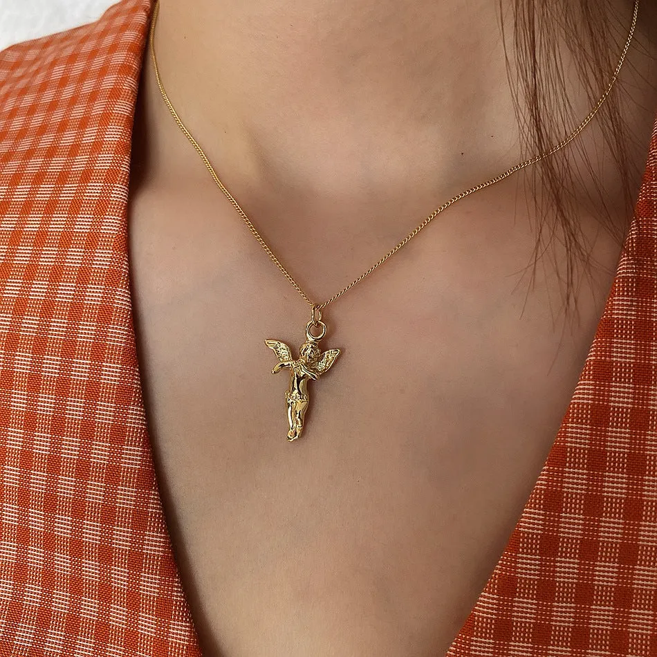 Dainty Gold Guardian Angel Necklace