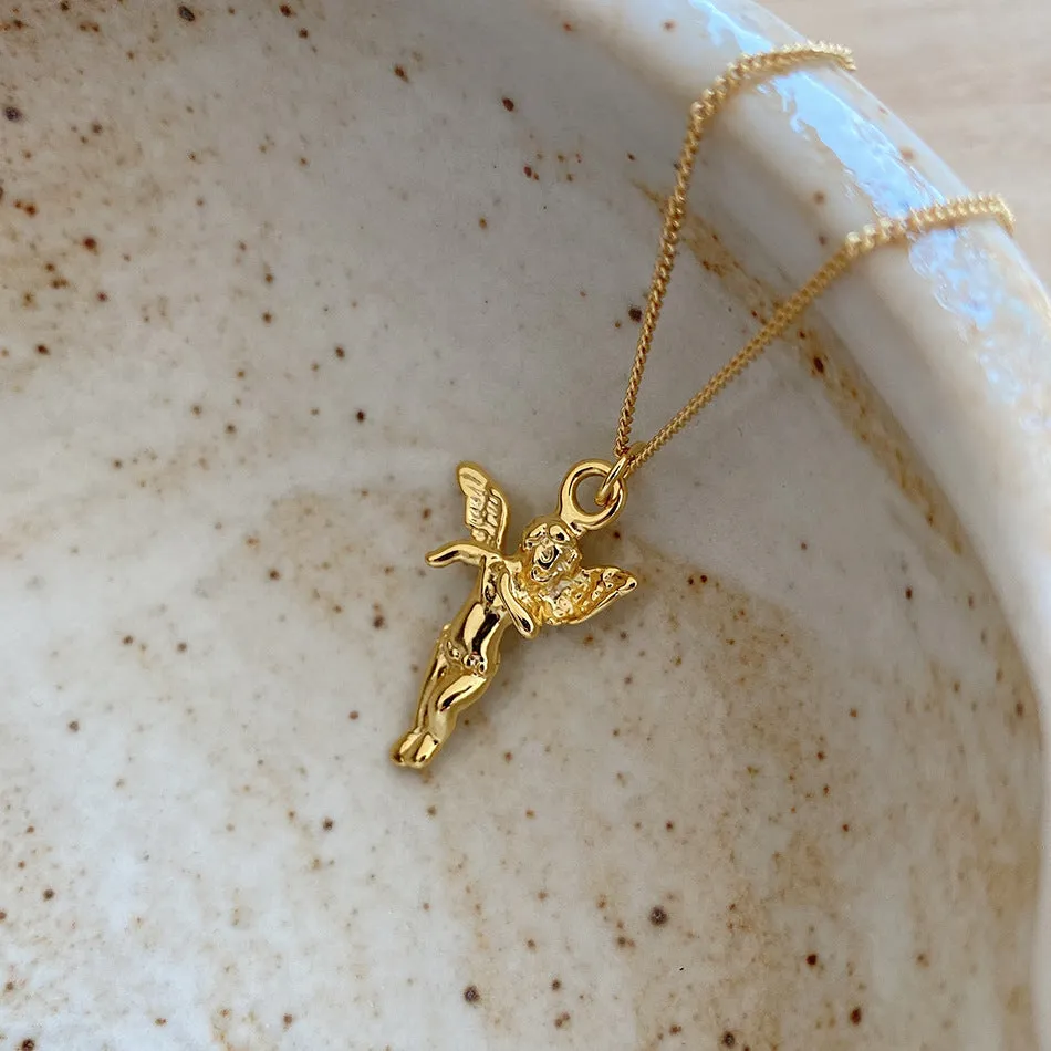 Dainty Gold Guardian Angel Necklace