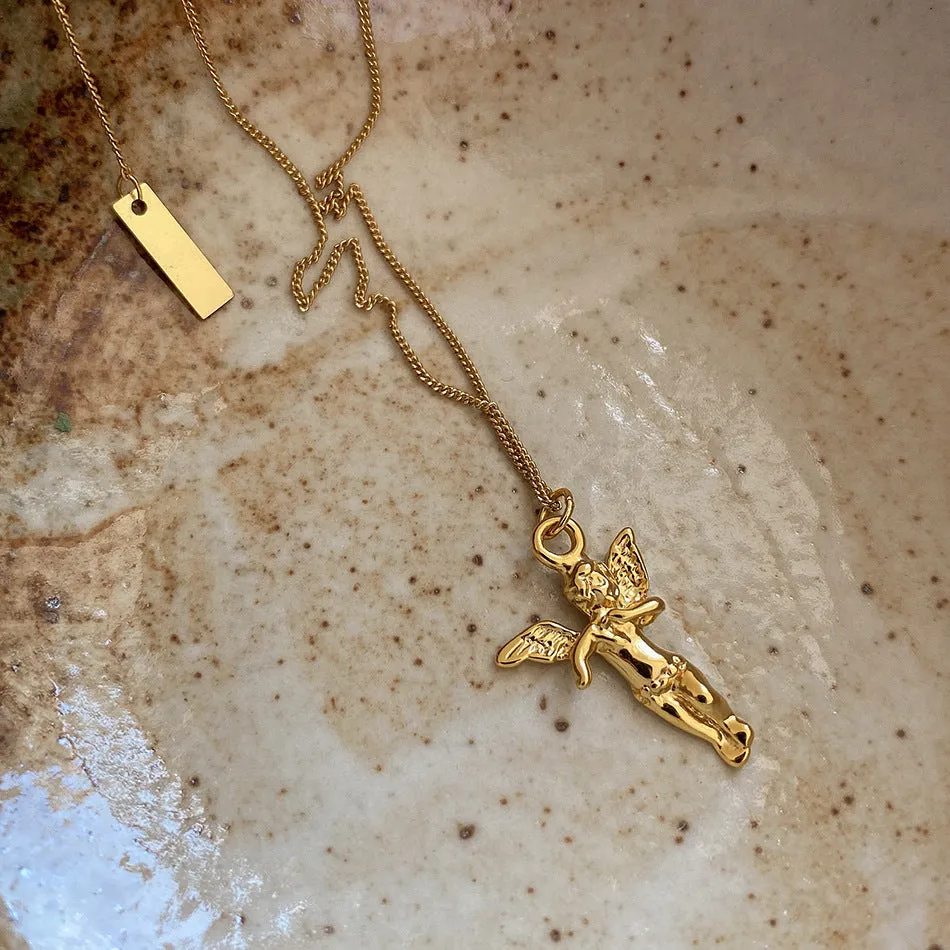 Dainty Gold Guardian Angel Necklace