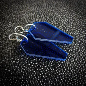 Dark Blue Coffin Dangle Earrings