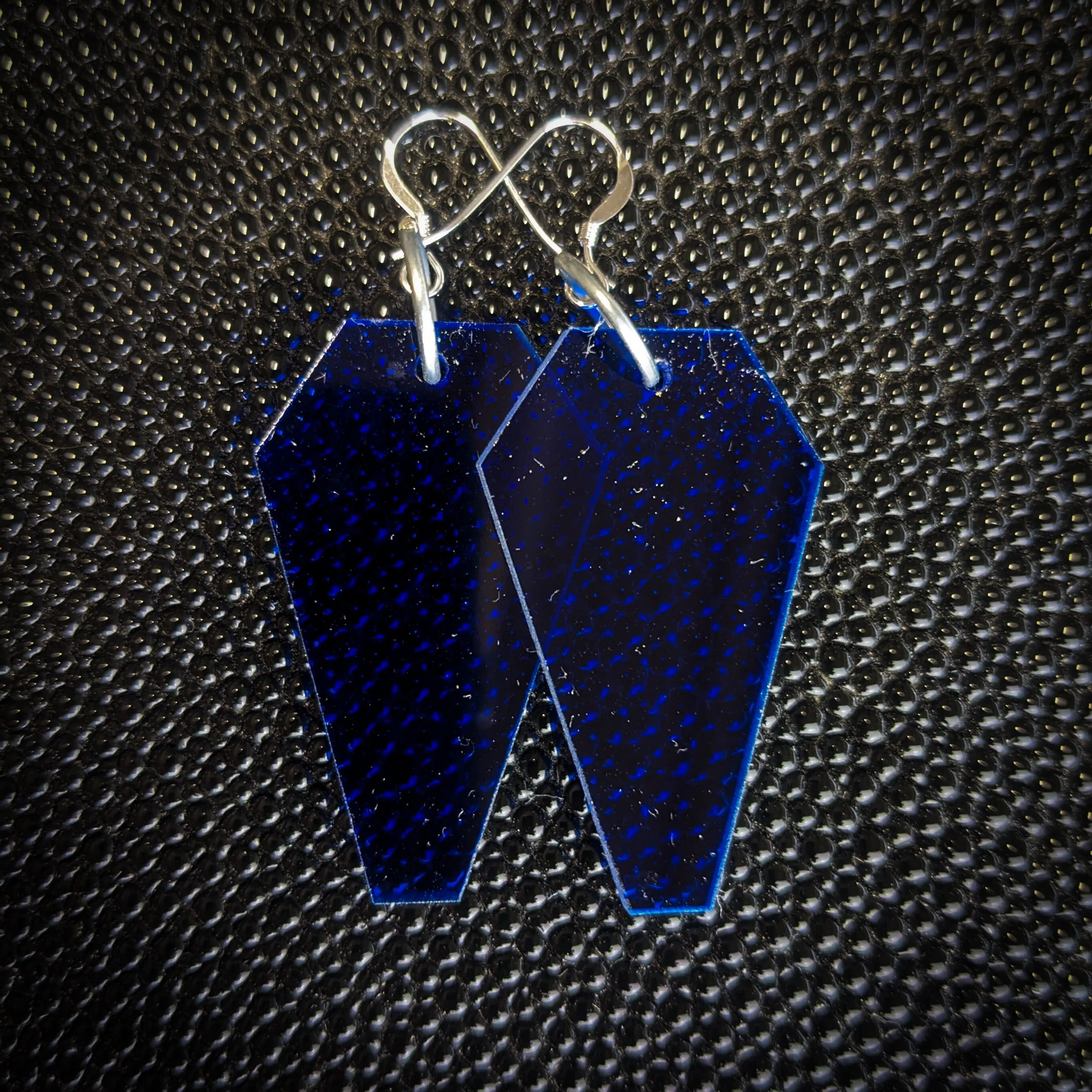 Dark Blue Coffin Dangle Earrings