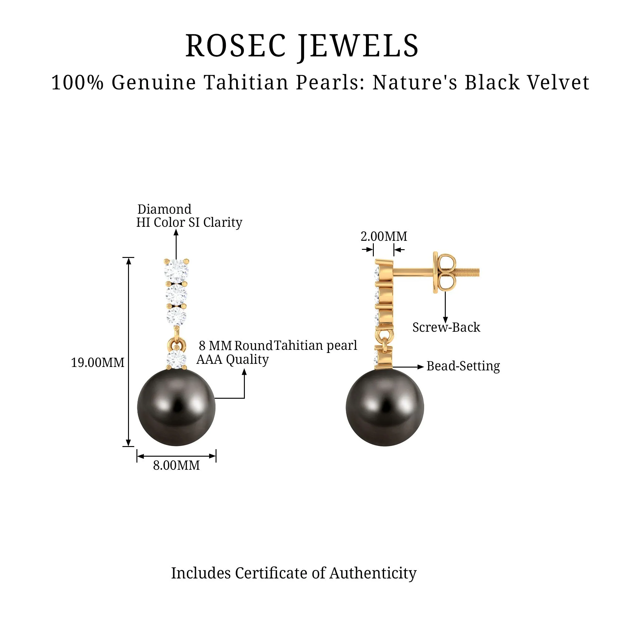 Diamond Bar and Tahitian Pearl Drop Earrings