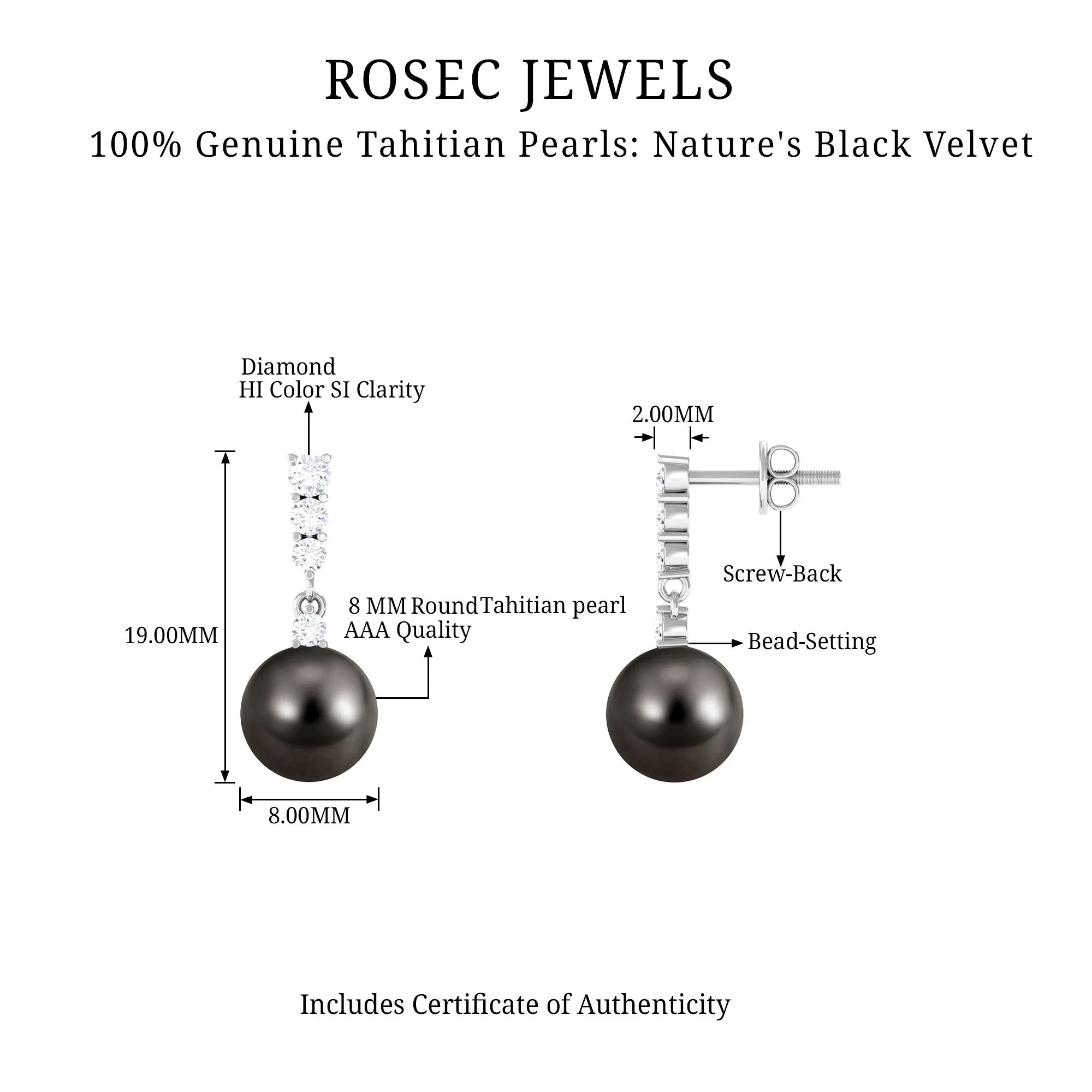 Diamond Bar and Tahitian Pearl Drop Earrings