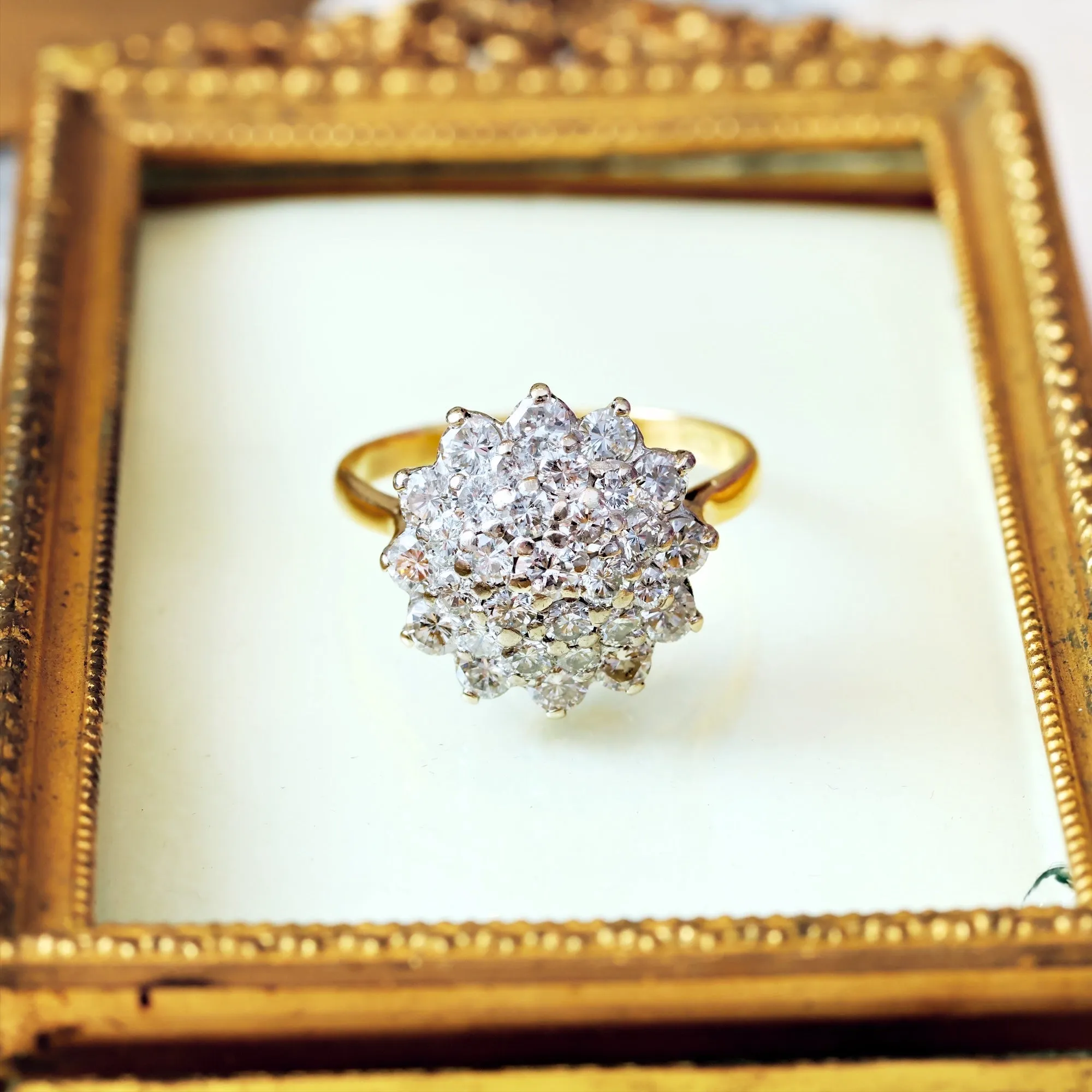 Dizzying Vintage Diamond Glitterball Cluster Cocktail Ring