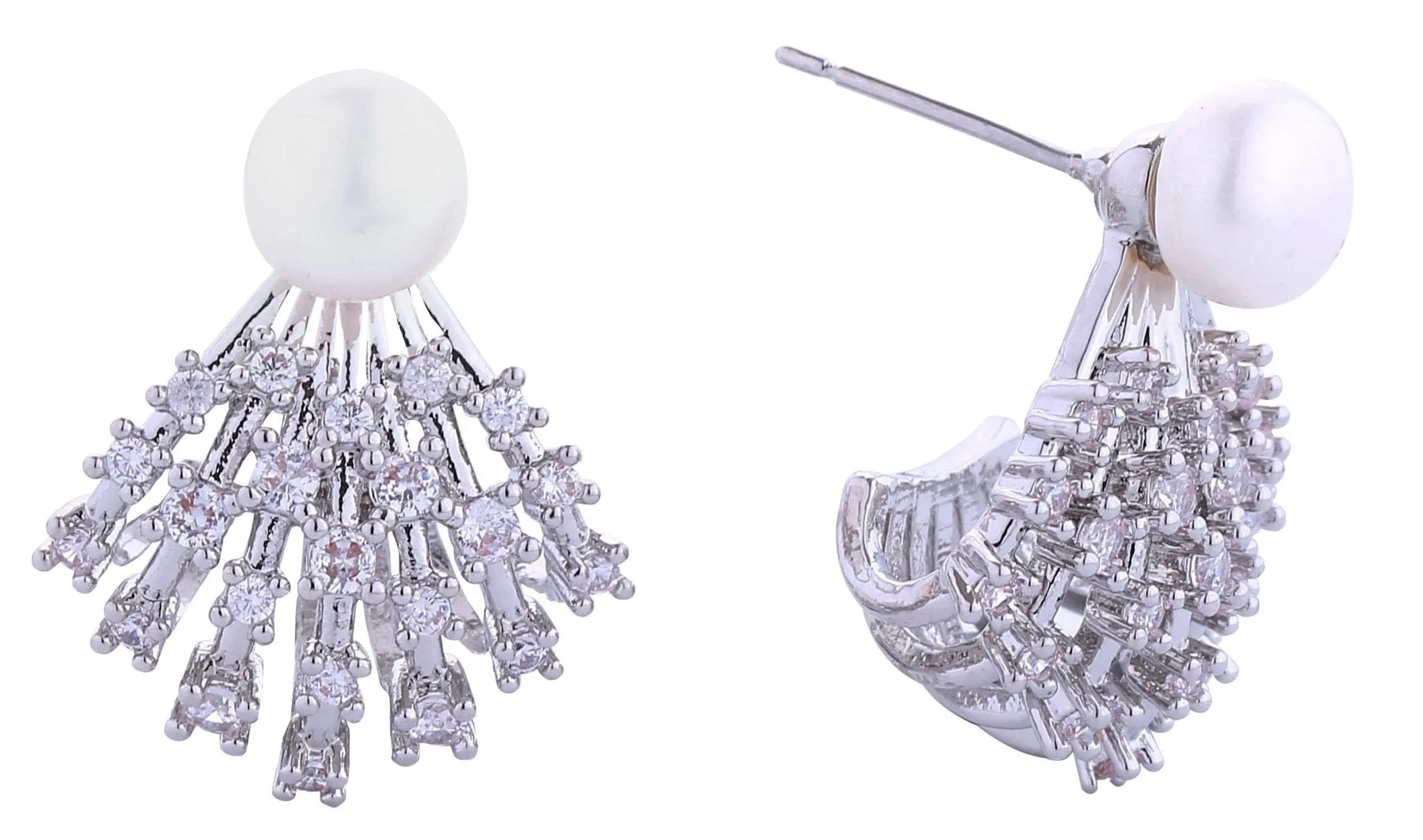 DJE310903 14K Shooting Star Pearl Post Earrings