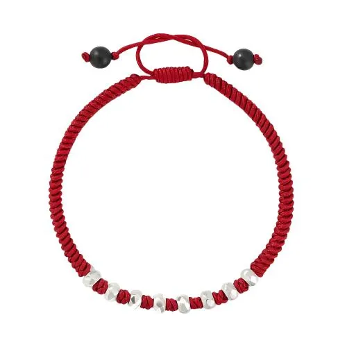 DY Fortune Woven Bracelet in Red with Black Onyx