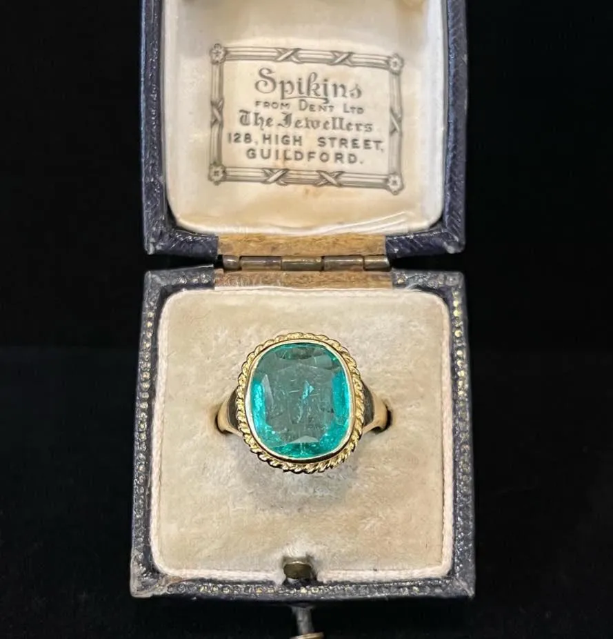 Edwardian Australian 3.80ct Colombian Emerald Ring