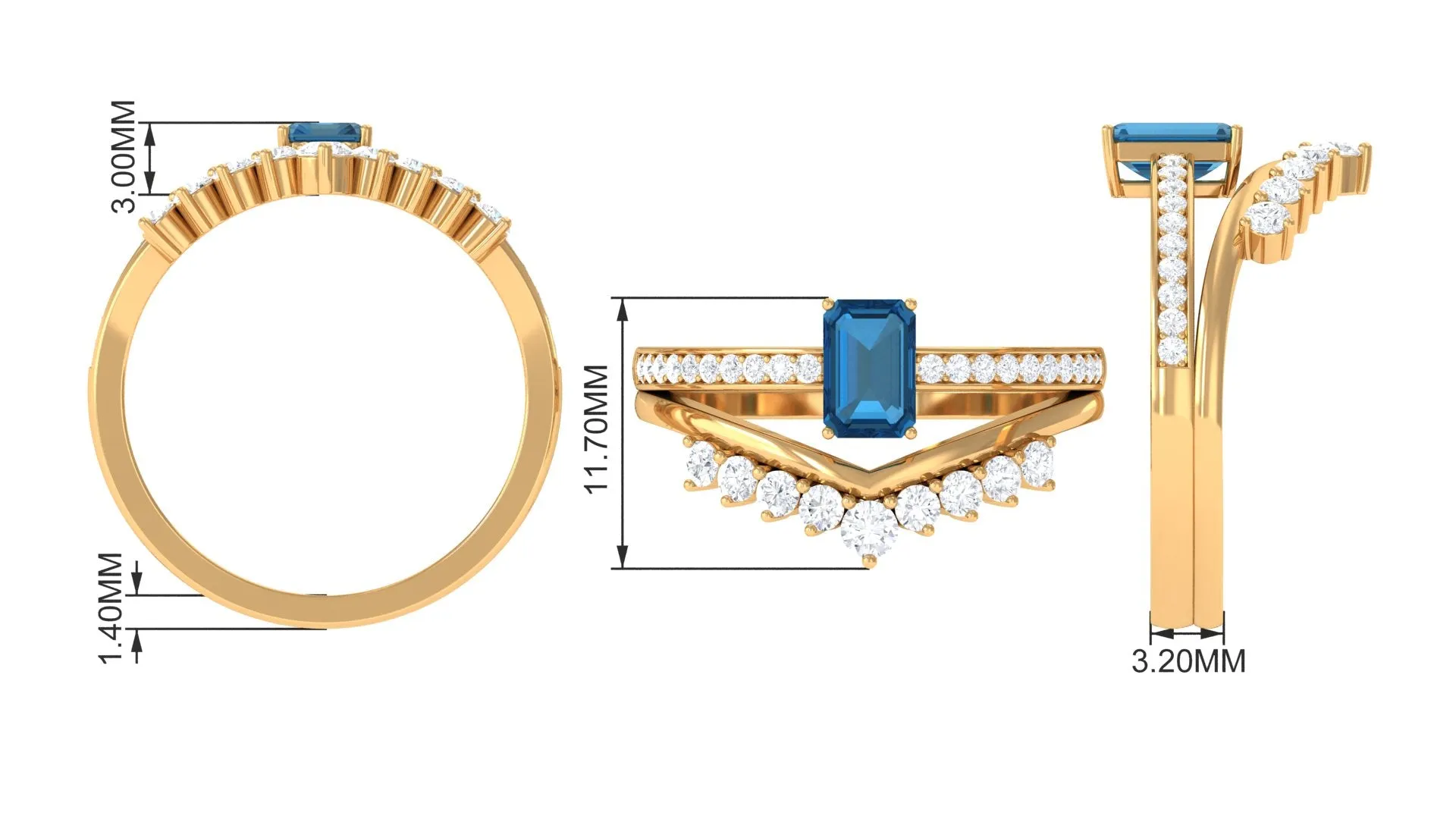 Elegant London Blue Topaz and Diamond Ring Set