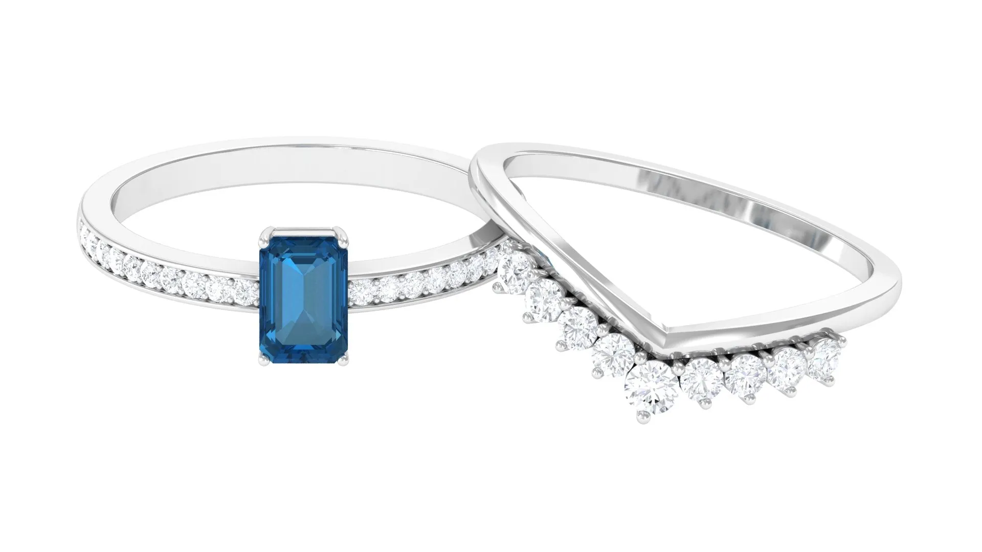 Elegant London Blue Topaz and Diamond Ring Set